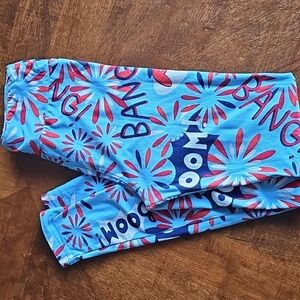 LulaRoe Tween Bang Boom Pop! 4th of July Leggings Memorial Day Patriotic USA